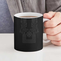 Philippines Barong Style Ceramic Mug with Polynesian Art and Leaf Motif Black Color LT03 - Polynesian Pride