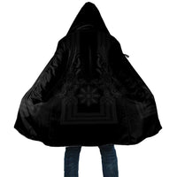 Philippines Barong Style Cloak with Polynesian Art and Leaf Motif Black Color LT03 Unisex Black - Polynesian Pride