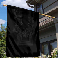 Philippines Barong Style Garden Flag with Polynesian Art and Leaf Motif Black Color LT03 - Polynesian Pride