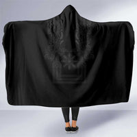 Philippines Barong Style Hooded Blanket with Polynesian Art and Leaf Motif Black Color LT03 One Size Black - Polynesian Pride