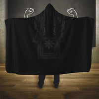 Philippines Barong Style Hooded Blanket with Polynesian Art and Leaf Motif Black Color LT03 - Polynesian Pride