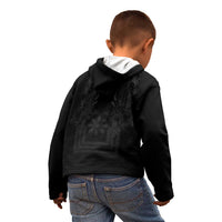 Philippines Barong Style Kid Hoodie with Polynesian Art and Leaf Motif Black Color LT03 - Polynesian Pride