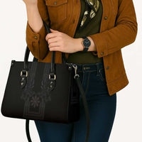 Philippines Barong Style Leather Bag with Polynesian Art and Leaf Motif Black Color LT03 - Polynesian Pride