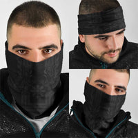 Philippines Barong Style Neck Gaiter with Polynesian Art and Leaf Motif Black Color LT03 - Polynesian Pride