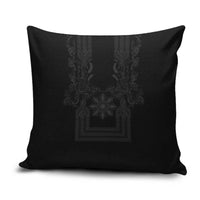 Philippines Barong Style Pillow Cover with Polynesian Art and Leaf Motif Black Color LT03 Black - Polynesian Pride