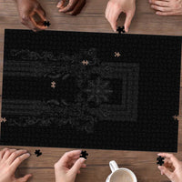Philippines Barong Style Puzzle with Polynesian Art and Leaf Motif Black Color LT03 - Polynesian Pride