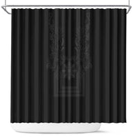 Philippines Barong Style Shower Curtain with Polynesian Art and Leaf Motif Black Color LT03 Black - Polynesian Pride