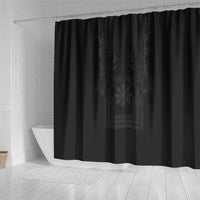 Philippines Barong Style Shower Curtain with Polynesian Art and Leaf Motif Black Color LT03 - Polynesian Pride