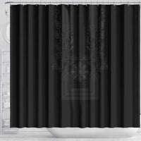 Philippines Barong Style Shower Curtain with Polynesian Art and Leaf Motif Black Color LT03 - Polynesian Pride