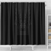 Philippines Barong Style Shower Curtain with Polynesian Art and Leaf Motif Black Color LT03 - Polynesian Pride