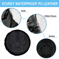 Philippines Barong Style Spare Tire Cover with Polynesian Art and Leaf Motif Black Color LT03 - Polynesian Pride