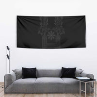 Philippines Barong Style Tapestry with Polynesian Art and Leaf Motif Black Color LT03 - Polynesian Pride