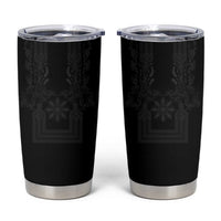 Philippines Barong Style Tumbler Cup with Polynesian Art and Leaf Motif Black Color LT03 Black - Polynesian Pride