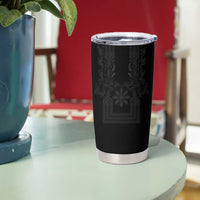 Philippines Barong Style Tumbler Cup with Polynesian Art and Leaf Motif Black Color LT03 - Polynesian Pride