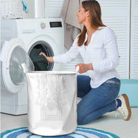 Philippines Barong Style Laundry Basket with Polynesian Art and Leaf Motif White Color LT03 - Polynesian Pride