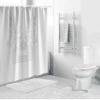 Philippines Barong Style Bathroom Set with Polynesian Art and Leaf Motif White Color LT03 Bathroom Set (4 pcs) White - Polynesian Pride