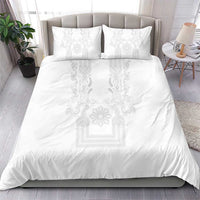 Philippines Barong Style Bedding Set with Polynesian Art and Leaf Motif White Color LT03 - Polynesian Pride