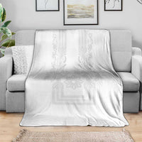 Philippines Barong Style Blanket with Polynesian Art and Leaf Motif White Color LT03 - Polynesian Pride
