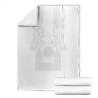 Philippines Barong Style Blanket with Polynesian Art and Leaf Motif White Color LT03 - Polynesian Pride
