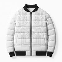 Philippines Barong Style Bomber Puffer Jacket with Polynesian Art and Leaf Motif White Color LT03 Unisex White - Polynesian Pride