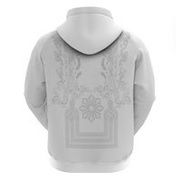 Philippines Barong Style Hoodie with Polynesian Art and Leaf Motif White Color LT03 - Polynesian Pride