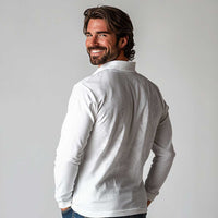 Philippines Barong Style Long Sleeve Polo Shirt with Polynesian Art and Leaf Motif White Color LT03 - Polynesian Pride