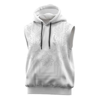Philippines Barong Style Sleeveless Hoodie with Polynesian Art and Leaf Motif White Color LT03 White - Polynesian Pride