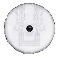 Philippines Barong Style Spare Tire Cover with Polynesian Art and Leaf Motif White Color LT03 - Polynesian Pride