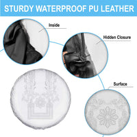 Philippines Barong Style Spare Tire Cover with Polynesian Art and Leaf Motif White Color LT03 - Polynesian Pride