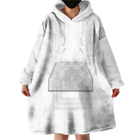 Philippines Barong Style Wearable Blanket Hoodie with Polynesian Art and Leaf Motif White Color LT03 - Polynesian Pride