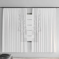 Philippines Barong Style Window Curtain with Polynesian Art and Leaf Motif White Color LT03 With Hooks White - Polynesian Pride