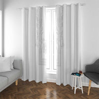 Philippines Barong Style Window Curtain with Polynesian Art and Leaf Motif White Color LT03 With Grommets White - Polynesian Pride