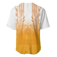 Philippines Barong Style Baseball Jersey with Polynesian Art and Leaf Motif Yellow Color LT03 - Polynesian Pride