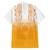 Philippines Barong Style Hawaiian Shirt with Polynesian Art and Leaf Motif Yellow Color LT03 - Polynesian Pride