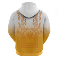 Philippines Barong Style Hoodie with Polynesian Art and Leaf Motif Yellow Color LT03 - Polynesian Pride