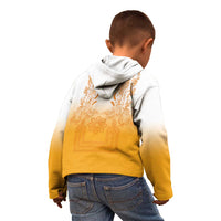 Philippines Barong Style Kid Hoodie with Polynesian Art and Leaf Motif Yellow Color LT03 - Polynesian Pride