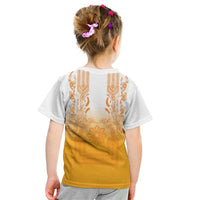 Philippines Barong Style Kid T Shirt with Polynesian Art and Leaf Motif Yellow Color LT03 - Polynesian Pride