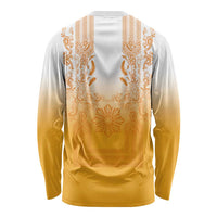 Philippines Barong Style Long Sleeve Shirt with Polynesian Art and Leaf Motif Yellow Color LT03 - Polynesian Pride