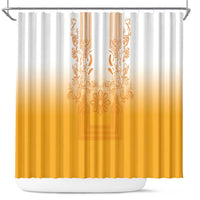 Philippines Barong Style Shower Curtain with Polynesian Art and Leaf Motif Yellow Color LT03 Yellow - Polynesian Pride