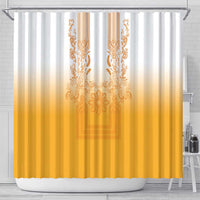 Philippines Barong Style Shower Curtain with Polynesian Art and Leaf Motif Yellow Color LT03 - Polynesian Pride