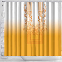 Philippines Barong Style Shower Curtain with Polynesian Art and Leaf Motif Yellow Color LT03 - Polynesian Pride