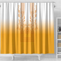 Philippines Barong Style Shower Curtain with Polynesian Art and Leaf Motif Yellow Color LT03 - Polynesian Pride
