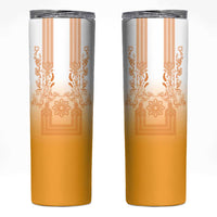 Philippines Barong Style Skinny Tumbler with Polynesian Art and Leaf Motif Yellow Color