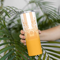 Philippines Barong Style Skinny Tumbler with Polynesian Art and Leaf Motif Yellow Color