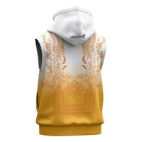 Philippines Barong Style Sleeveless Hoodie with Polynesian Art and Leaf Motif Yellow Color LT03 - Polynesian Pride