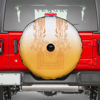 Philippines Barong Style Spare Tire Cover with Polynesian Art and Leaf Motif Yellow Color