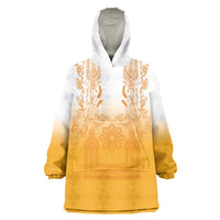 Philippines Barong Style Wearable Blanket Hoodie with Polynesian Art and Leaf Motif Yellow Color LT03 One Size Yellow - Polynesian Pride
