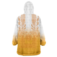 Philippines Barong Style Wearable Blanket Hoodie with Polynesian Art and Leaf Motif Yellow Color LT03 - Polynesian Pride