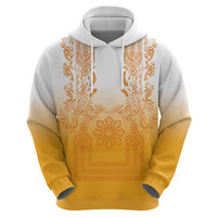 Philippines Barong Style Zip Hoodie with Polynesian Art and Leaf Motif Yellow Color LT03 - Polynesian Pride