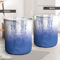 Philippines Barong Style Laundry Basket with Polynesian Art and Leaf Motif Blue Color LT03 - Polynesian Pride